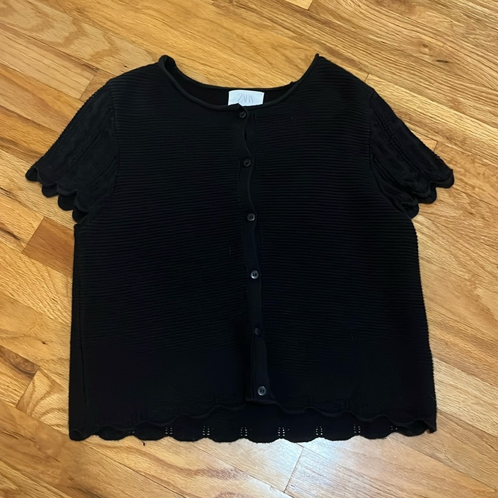 Black lettuce cotton shirt